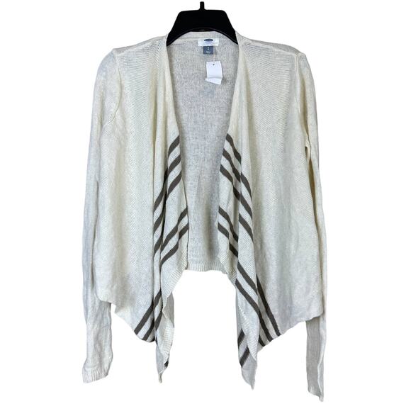 Old Navy White/Brown-Striped Handkerchief Lightweight Cardigan Size‎ SP - Picture 1 of 6